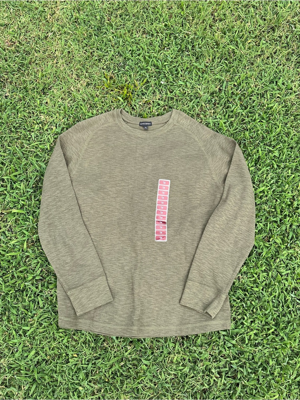 Banana Republic Olive Green Crewneck Sweatshirt with Vertical Patch
